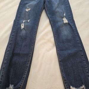 Just Black Women's Distressed Skinny Jeans - Dark Blue